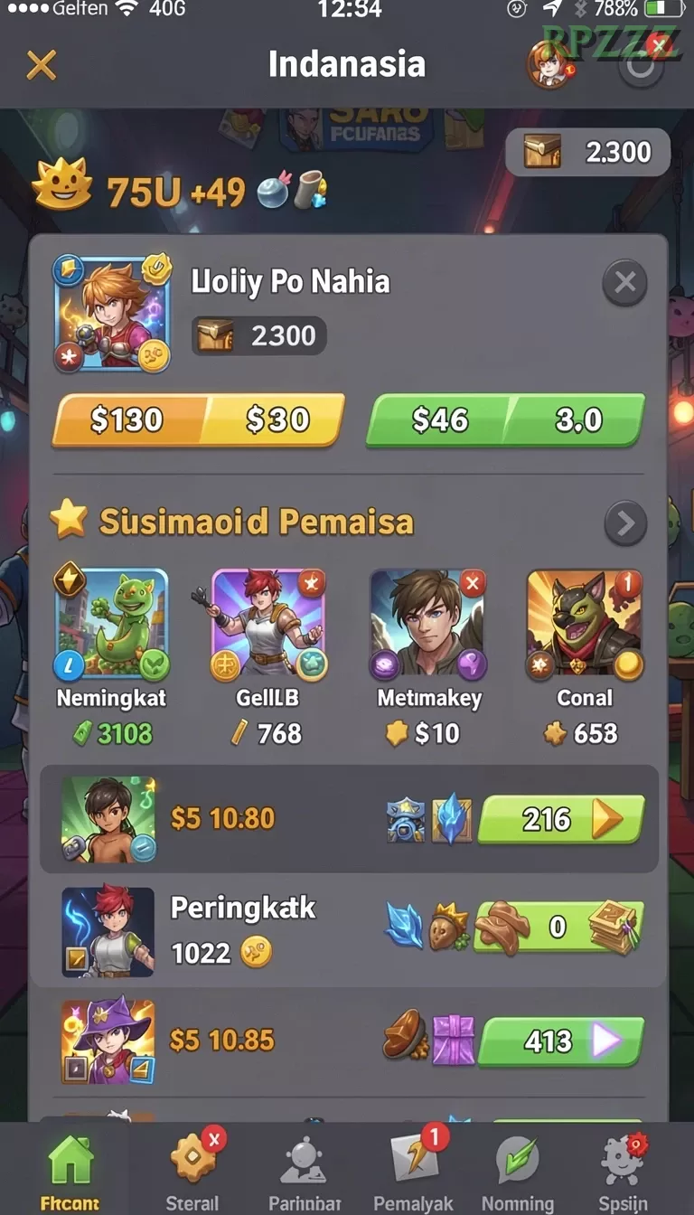 Cuplikan layar menu unduhan rpzzz untuk perangkat Android